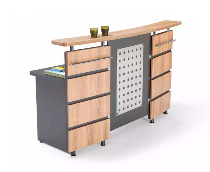 Moderne Empfangstheke + Kommode aus grauem Holz Büromöbel neu