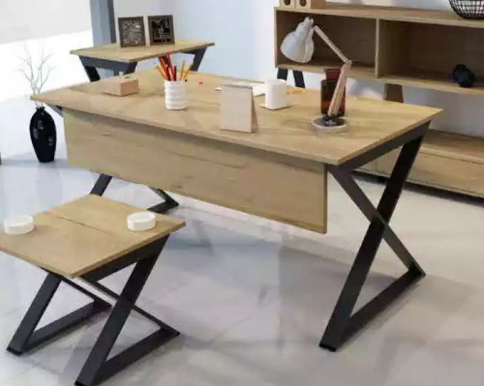 Moderner Hellbrauner Holztisch Arbeitstische Büromöbel Designer Pult