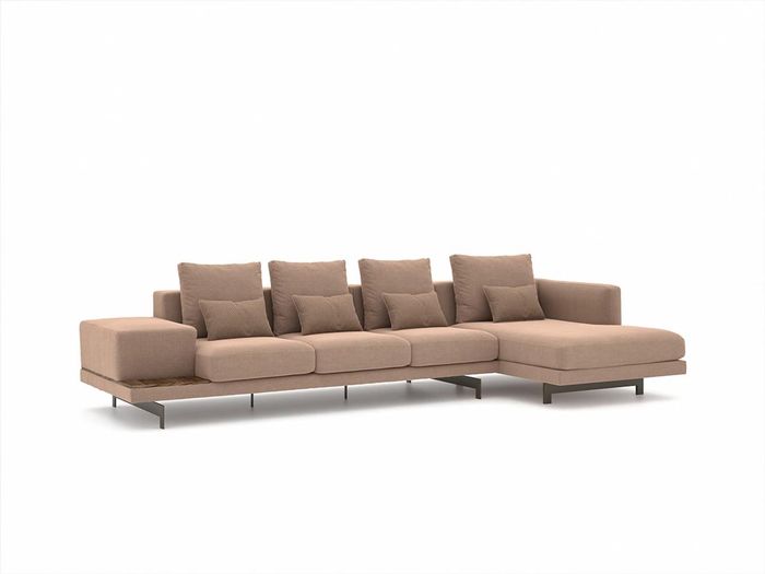 Luxus Beige Ecksofa L-Form Polstermöbel Wohnzimmer Designer Einrichtung
