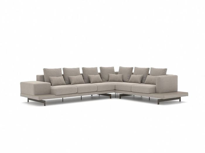 Polstermöbel Grau Designer Ecksofa L-Form Polster Textil Sofa Wohnzimmer