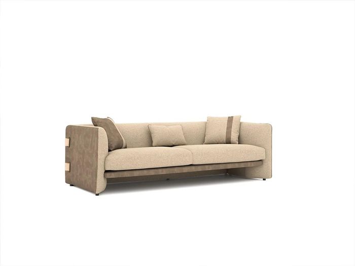 Beige Luxus Polstermöbel Modern Desing Dreisitzer Sofa Wohnzimmer Einrichtung