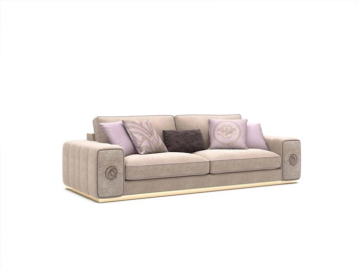 Beige Dreisitzer Sofa Couch Wohnzimmer Polstermöbel Einrichtung Neu Möbel