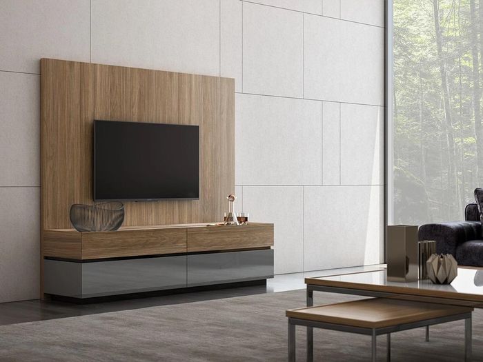 Wohnwand TV Wand Holz Stil Modern Wohnzimmer Möbel TV-Ständer neu Einrichtung