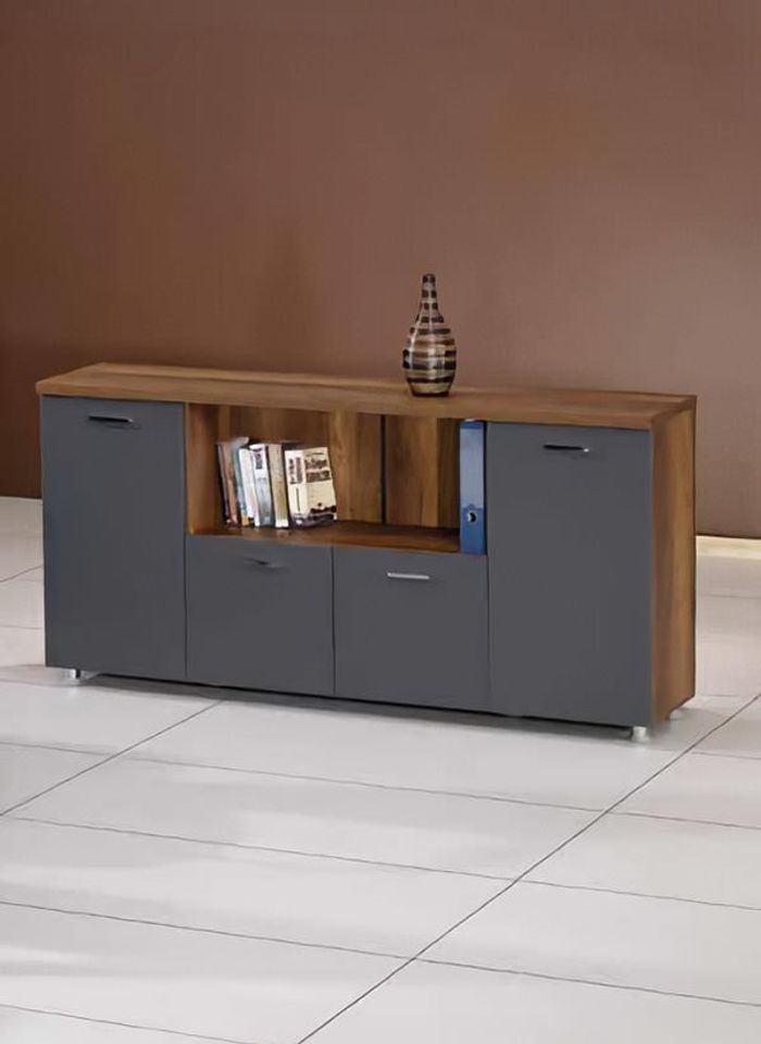 Sideboard Kommode Anrichte Büroschrank Beistellschrank Holz Grau-Braun