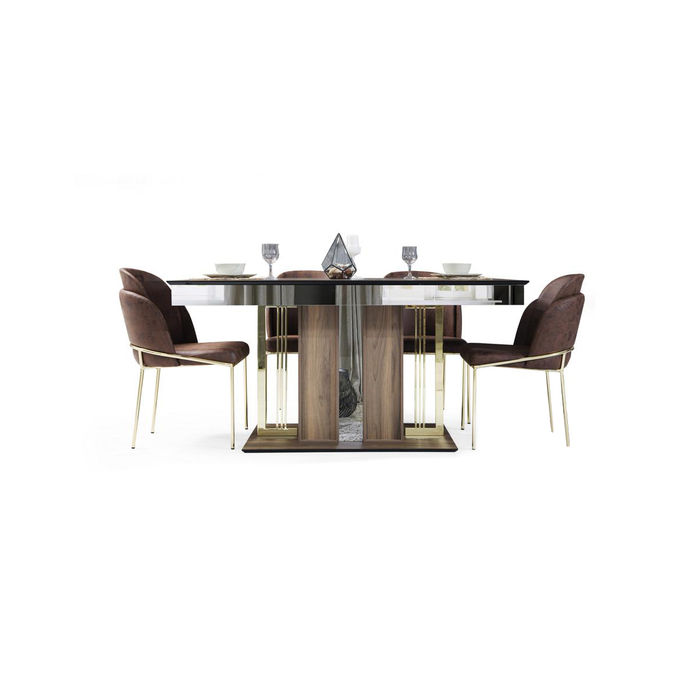 Stilvoll Esszimmer Set Besteht aus Esstisch+4x Stühle Braun Farbe 5tlg.