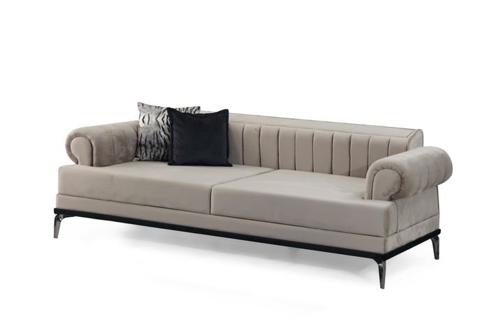 Exklusive 3-Sitzer Sofa Modern Holz Wohnzimmer Möbel farbe Beige Luxus