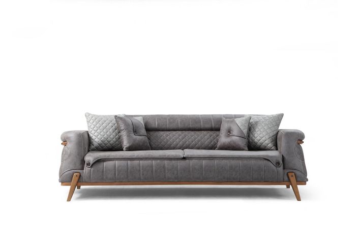 Luxuriöse Dreisitzer Couch Graue Wohnzimmer Polstermöbel 3-Sitzer Sofa
