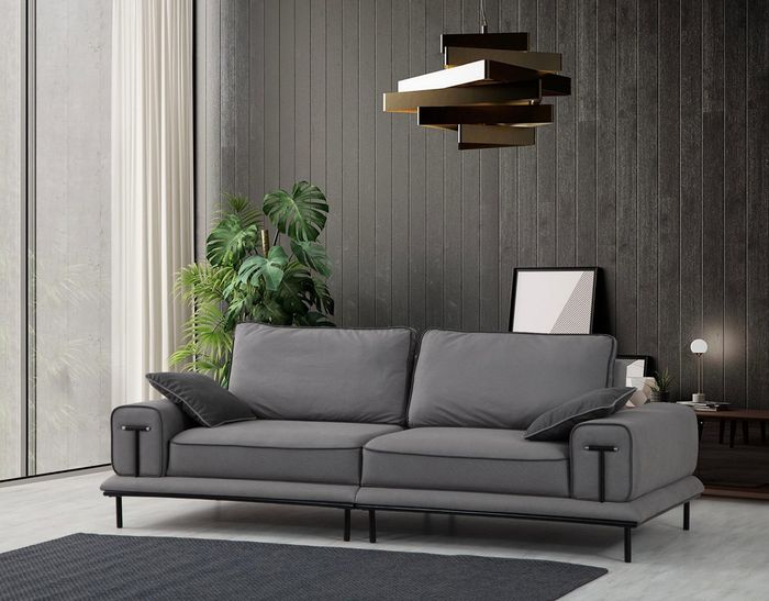 Exklusiver Dreisitzer Designer Grauer Polster 3-Sitzer Wohnzimmer Möbel