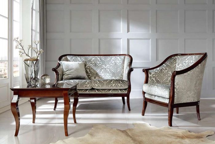 Zweisitzer Luxus Sofa 2 Sitzer Stoff Grau Wohnzimmer Klassischе Polyester Braun
