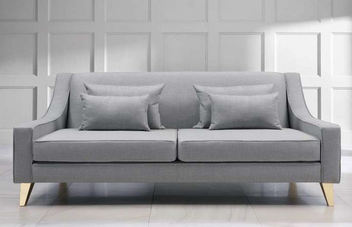 Dreisitzer Sofa 3 Sitzer Sofas Luxus Sitzer Stoff Grau Wohnzimmer Design Modern