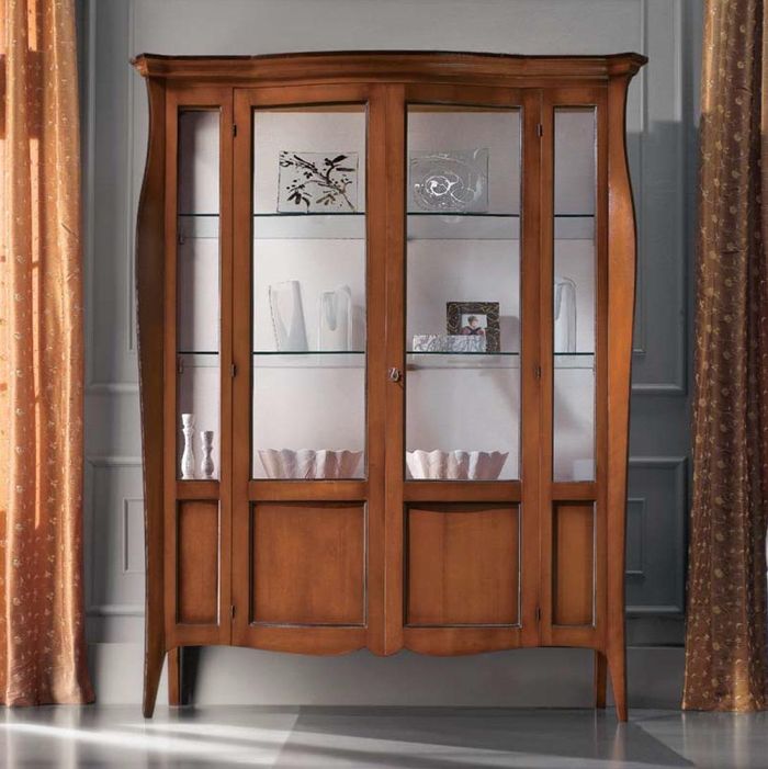Vitrine Schränke Vitrinen Schrank Holz Glas Möbel Wohnzimmer Klassischе Anrichte