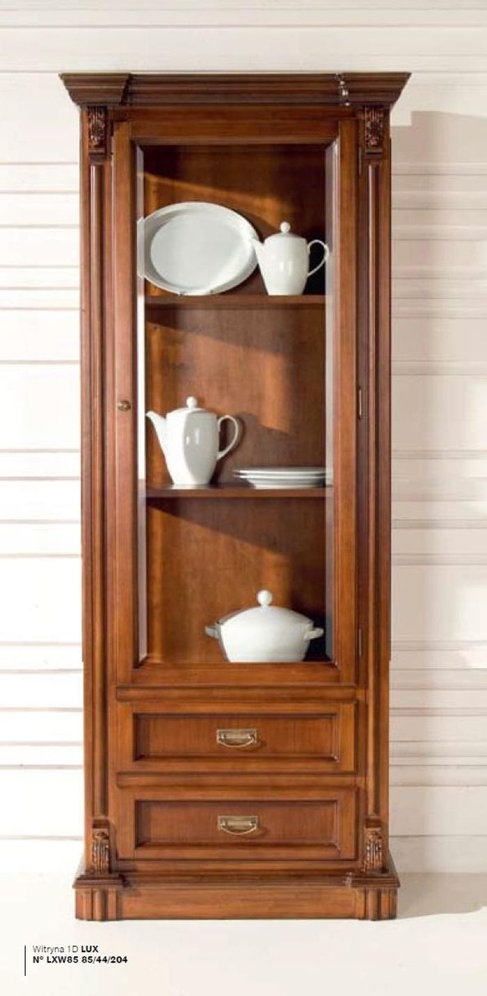 Vitrine Schränke Vitrinen Schrank Holz Möbel Wohnzimmer Klassischе Barock Braun