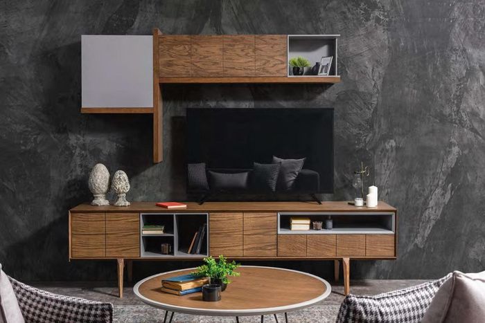 Moderner Holz Luxus RTV + Wandschrank Wohnzimmer Kommode Konsole Wohnwand