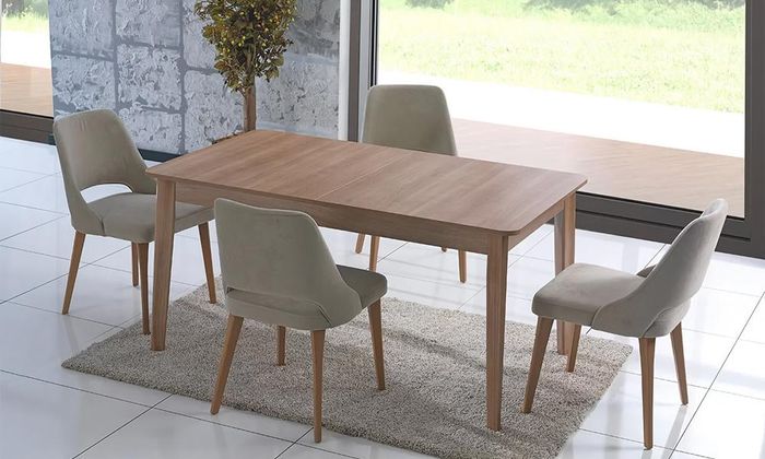 Esstisch Essgruppe Polsterstühle Essgarnitur Tisch + 4 x Lehnstuhl Esszimmer Set
