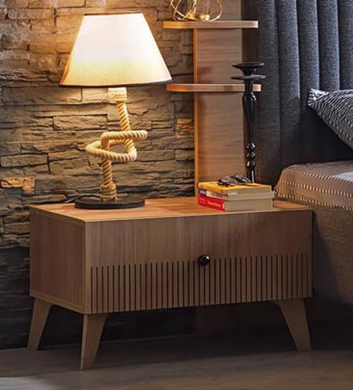 Schlafzimmer Nachttisch Braun Nacht Konsole Designer Holzmöbel Einrichtung