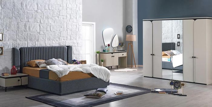 Komplett Schlafzimmer Schlafset Set Bett Garderobe Kleiderschrank 5tlg