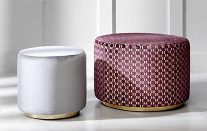 Gruppe Hocker Sitzhocker Sitzbank Pouf Samthocker Stoff Rund Holz Set 2tlg