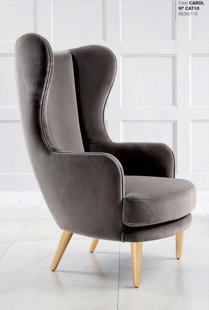 Ohrensessel Sessel Lehnstuhl 1 Sitz Sitz Stoff Luxus Wohnzimmer Modern Grau Neu