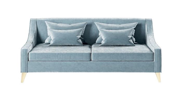 Samt Dreisitzer Sofa 3 Sitz Sofas Stoff Wohnzimmer Polyester Modern Luxus Blau