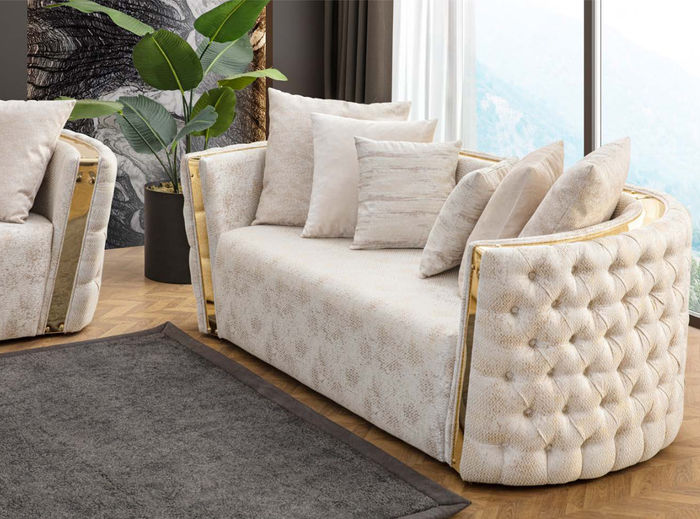Weiße Polstercouchen Chesterfield Designer 2x Sofas Wohnzimmer Möbel