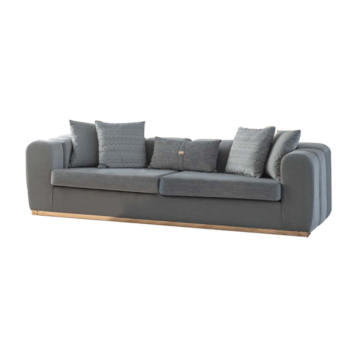 Designer Grauer Viersitzer Luxuriöser Großer 4-Sitzer Edle Polster Sofa