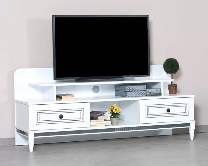Wohnzimmer TV Ständer Design Weiß Holzmöbel Modern Einrichtung