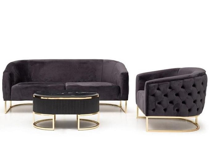 Luxus 3tlg Sofagarniturset Dreisitzer Design Sessel Couchtisch Relax Couch 3+1+1