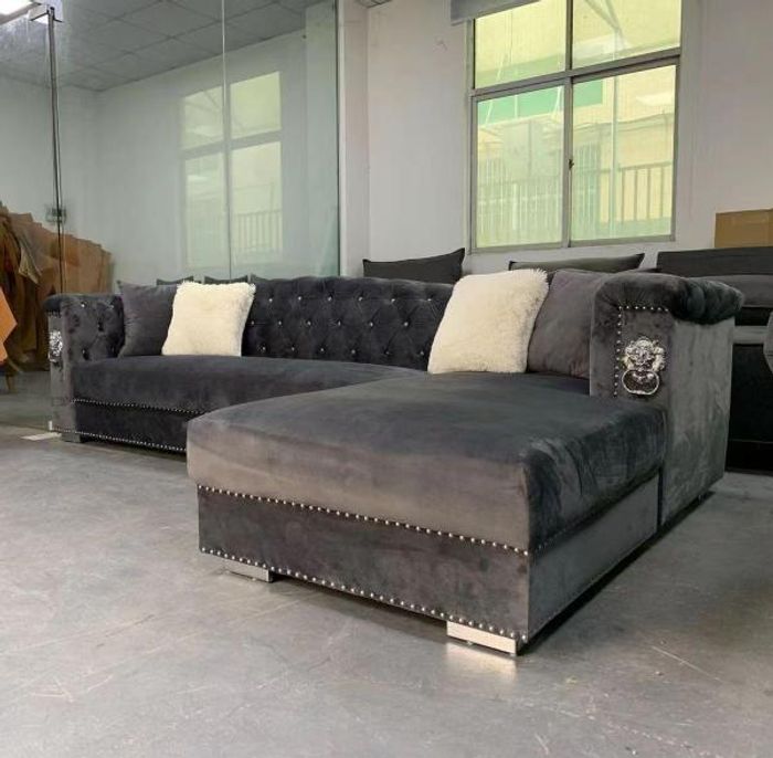 Ecksofa Couch Sofa Eckgarnitur Design Couchen Wohnlandschaft Grau Stoff