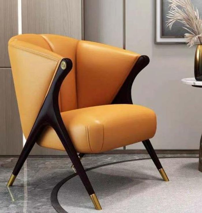 Design Luxus Orange Sessel Chair Sofa 1 Sitzer Fernseh Chaise Kunstleder