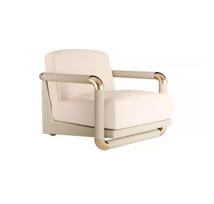 Stilvolle Sessel Beige Sessel Fernseh Couch 1 Sitzer Sofa Textil Stoff