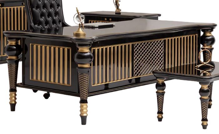 Klassische Schreibtisch Robust Arbeitstisch Schwarz Arbeitszimmer Tisch Art déco