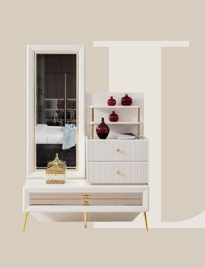 Kommode Spiegel Holz Kommoden Luxus Garnitur Gruppe Schlafzimmer Set
