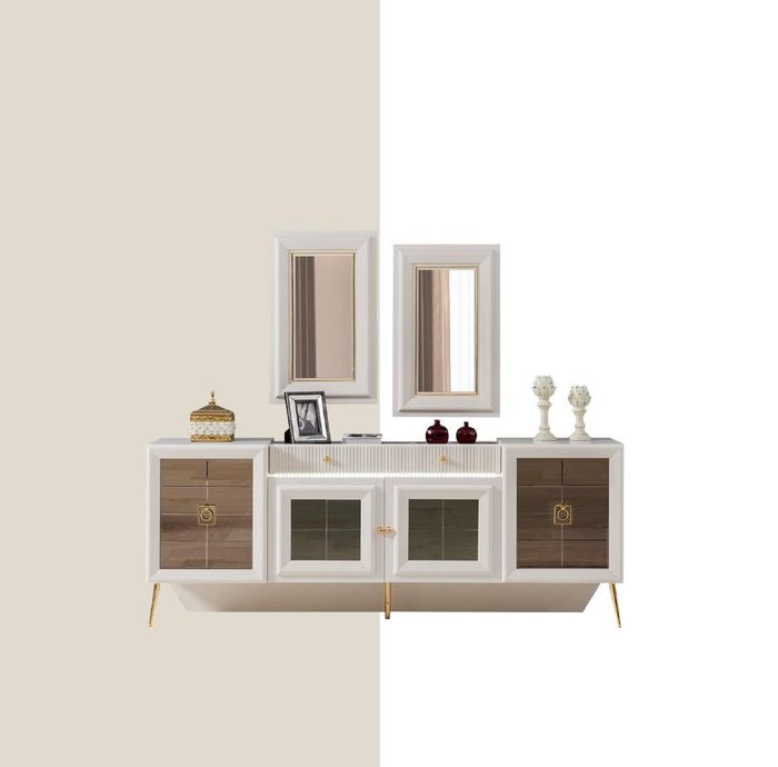 Sideboard mit Spiegel Holz Massiv Schubladen Wohnzimmer Sideboards Neu