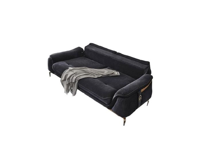 Design Chesterfield Wohnzimmer 3 Sitzer Textil Couch Schwarz Polster