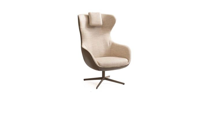 Sessel Ohrensessel Cocktailsessel Einsitzer Stoff Beige Moderne Sitzer