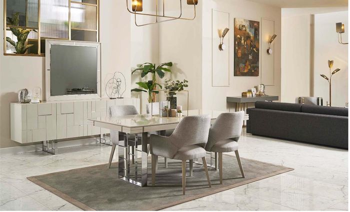 Gruppe Essecke Esszimmer Essgruppe Esszimmermöbel Set 9tlg Holz Beige
