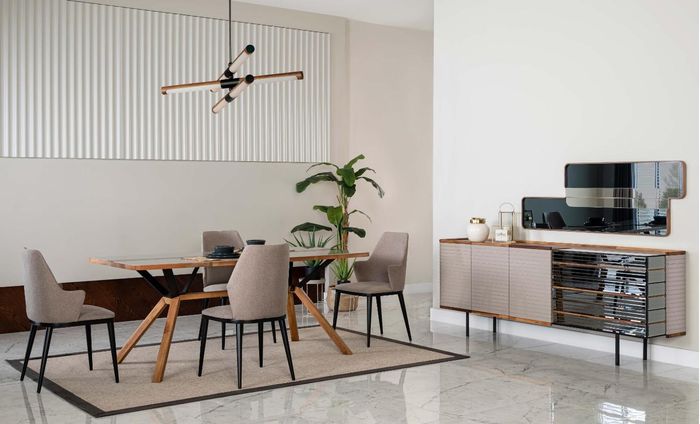 Garnitur Essecke Esszimmer Essgruppe Esszimmermöbel 7tlg Holz Beige