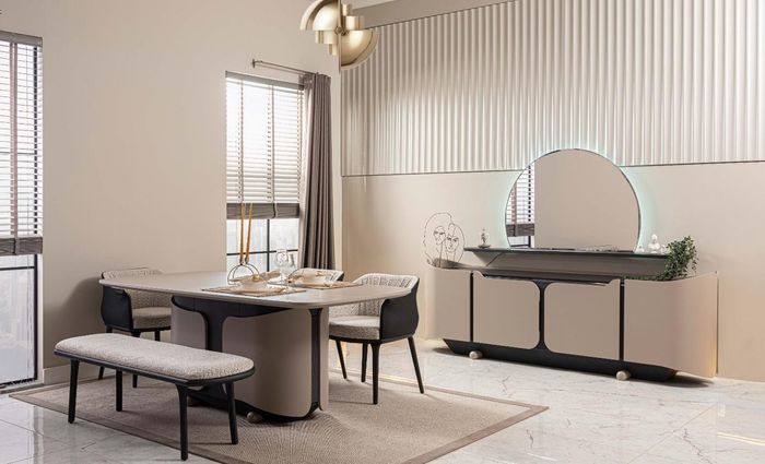 Esszimmermöbel Essecke Esszimmer Essgruppe 8tlg Holz Beige Garnitur
