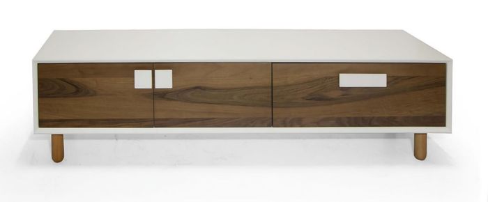 Stilvoller beiger TV-Ständer Designer Holz-Lowboard mit Schubladen elegant