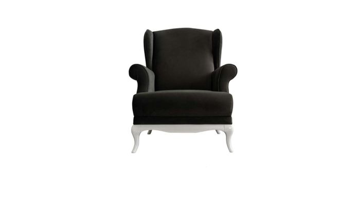 Sessel Einsitzer Stoff Wohnzimmer Klassischе Schwarz Polster Sitzer