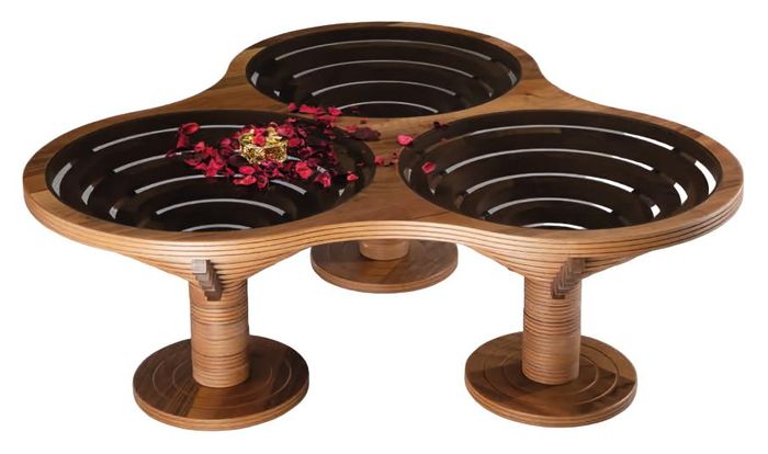 Couchtisch Original Wohnzimmertisch Kaffeetisch Dreieck Holz Braun