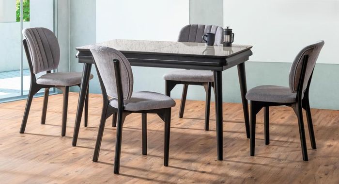 Moderne Essgruppe Designer Esstisch 4x Stühle 5tlg Stilvoller Set