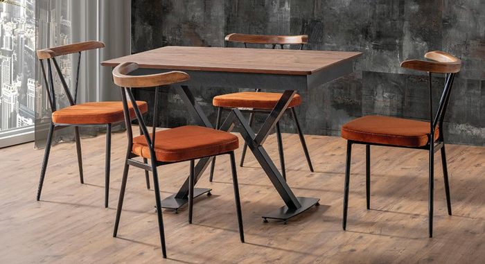 Esszimmer Set Braun Modern Garnitur Tisch 4x Stühle Design Möbel Luxus Esstisch
