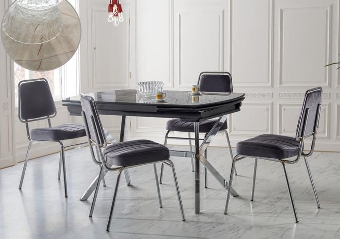 Esszimmer Set Garnitur Tisch 4x Stühle Design Modern Möbel Luxus Esstisch