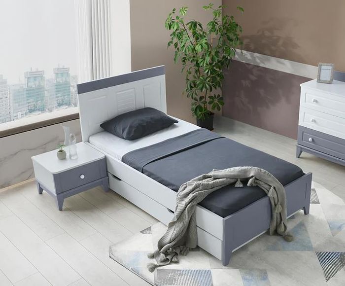 Moderner Einzelbett & Nachttisch Stilvolles Design für gemütliches Schlafzimmer