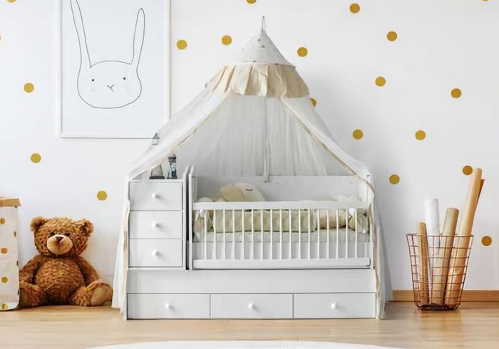 Babybett Schön Zeltgestaltung Praktischer Stauraum Modernes Kinderzimmer Design