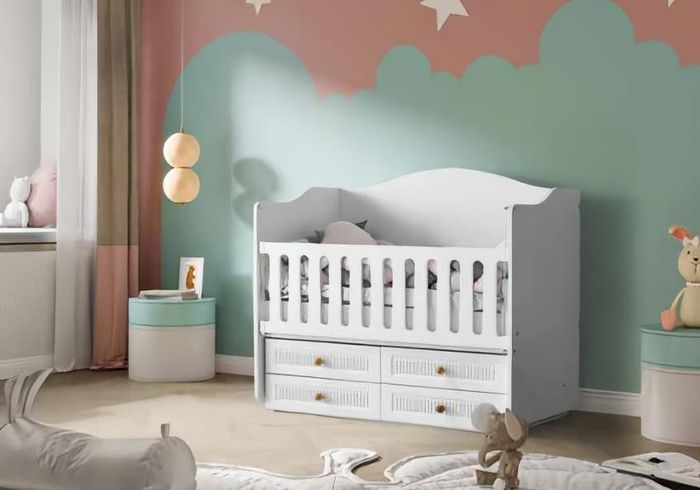 Babybett Elegant Praktische Schubladen Modernes Design Stilvolles Kinderzimmer