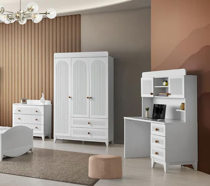 Kommode Kleiderschrank Schreibtisch Kinderzimmer Schlafzimmer 3tlg