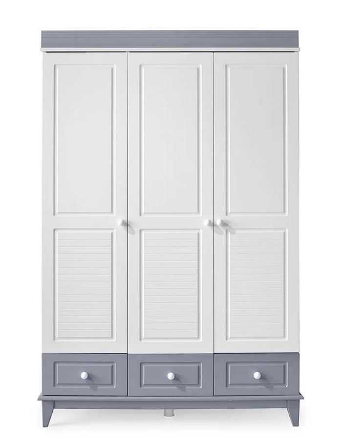 Moderner Kleiderschrank mit drei Türen und Schubladen Stilvolles Design