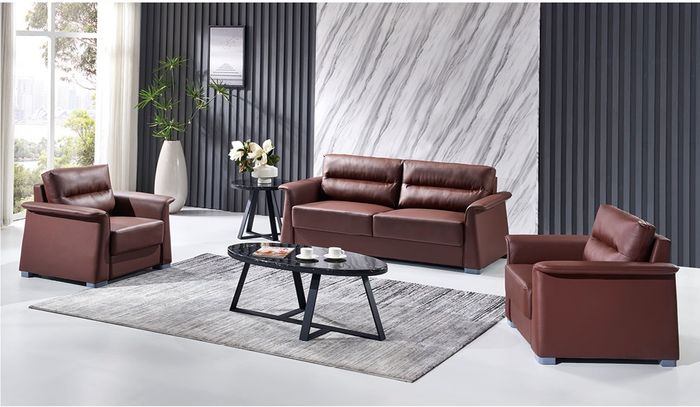 Sofa Couch Polster Leder Couchen Polster Garnitur 3+1+1 Sitzer Büro Möbel Set